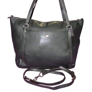 Coach 2013 Peyton Black Crossgrain Leather Tote 2 way Crossbody